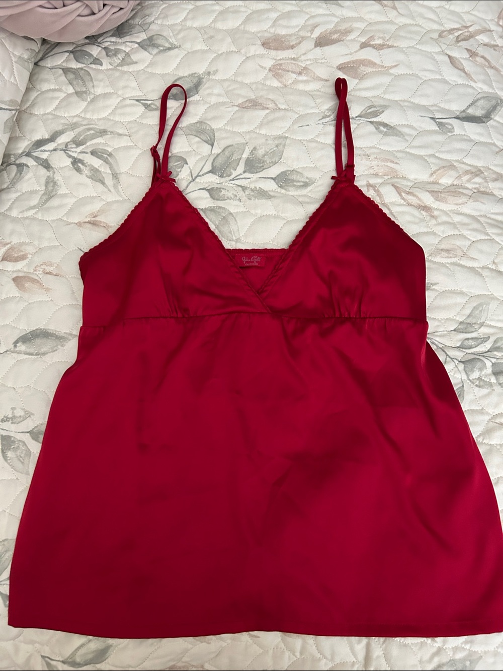 Brandy Melville Red Satin V-Neck Camisole